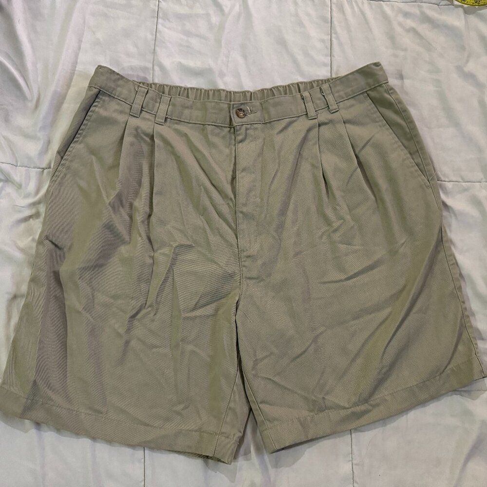 Puritan Beige Pleated Chino Khaki Shorts Mens Plus sz 42